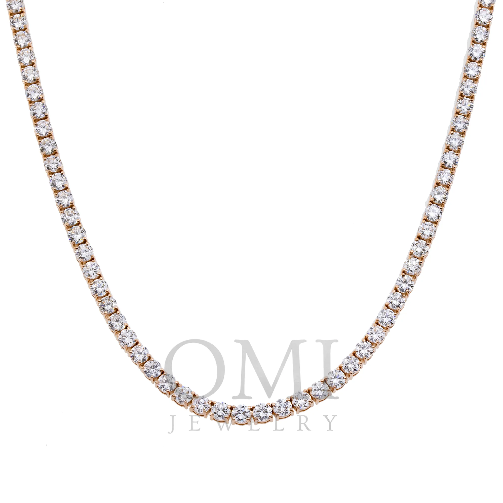 14K GOLD ROUND DIAMOND TENNIS CHAIN 37.48 CT