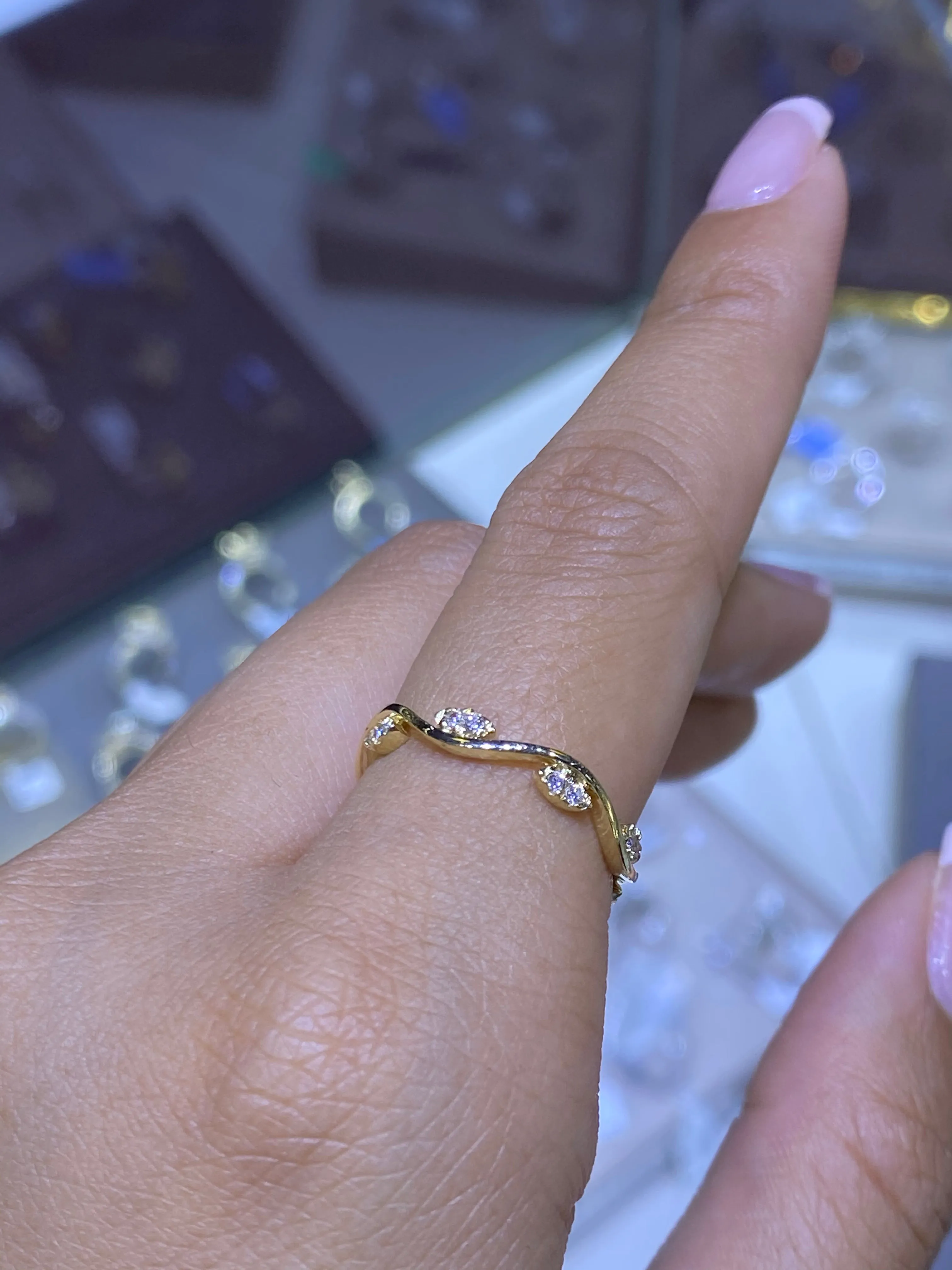 14k Gold Wave Marquise Diamond Eternity Band