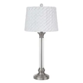 150W 3 Way Ruston Crystal/Metal Table Lamp With Pleated Hardback Shade By Cal Lighting