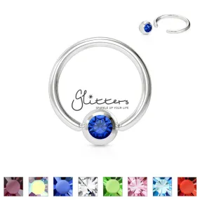 16GA 316L Surgical Steel Captive Bead Ring with Gem Ball