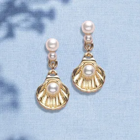 Accessorize London Women's Pearl And Shell Short Drop Earrings