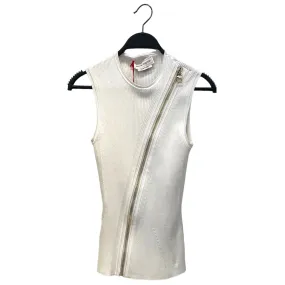 Alexander McQueen/SL Cut & Sew/L/Rayon/WHT/Pleated Sleeveless Zipper