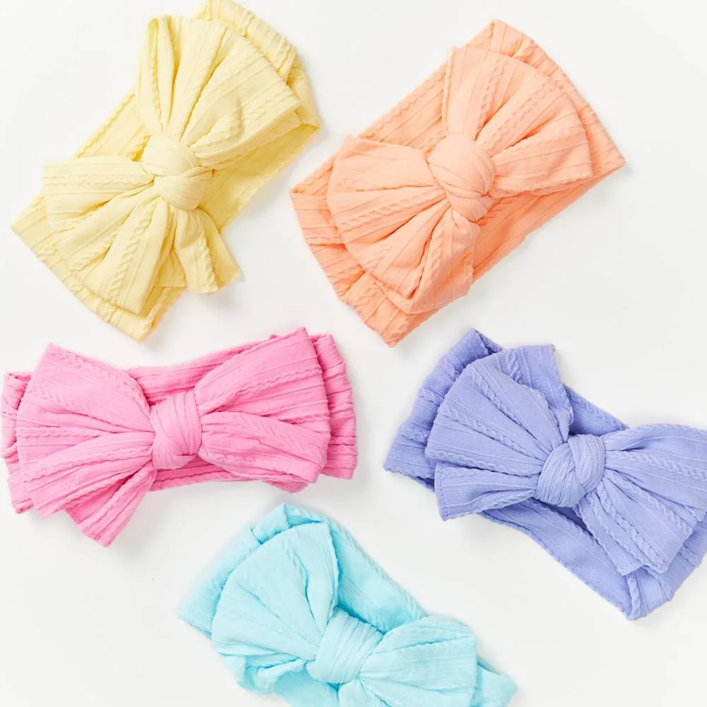 Baby Top Knot Double Bow Headband Lemon