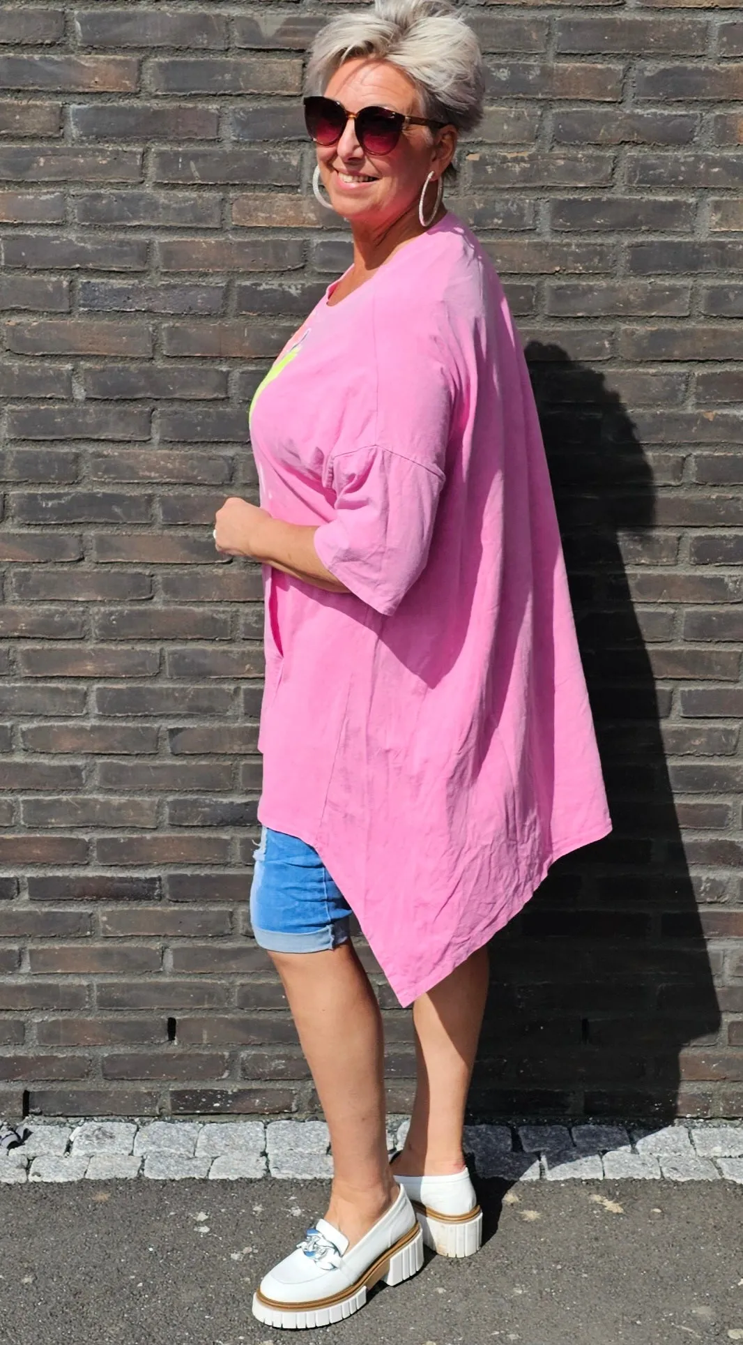 Baggy Swim Long Top Pink