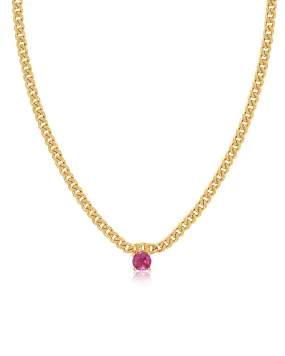 Bardot Stud Necklace- Pink- Gold