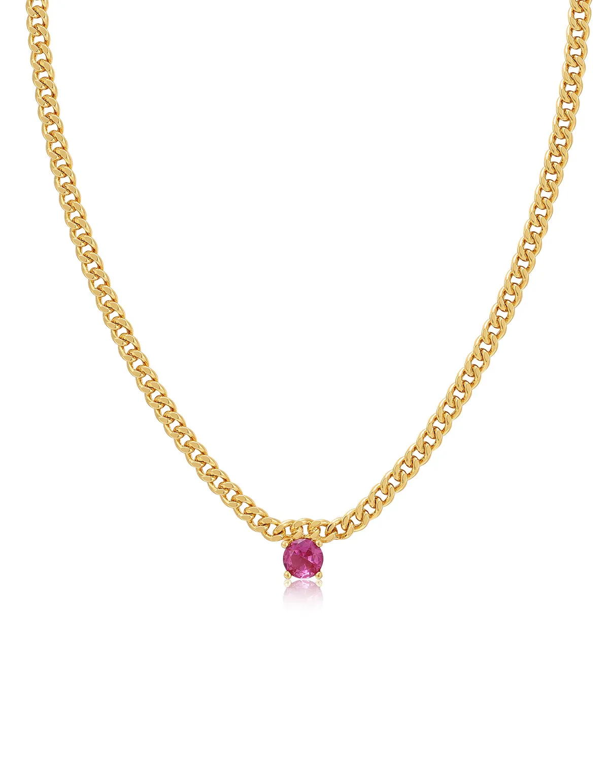 Bardot Stud Necklace- Pink- Gold