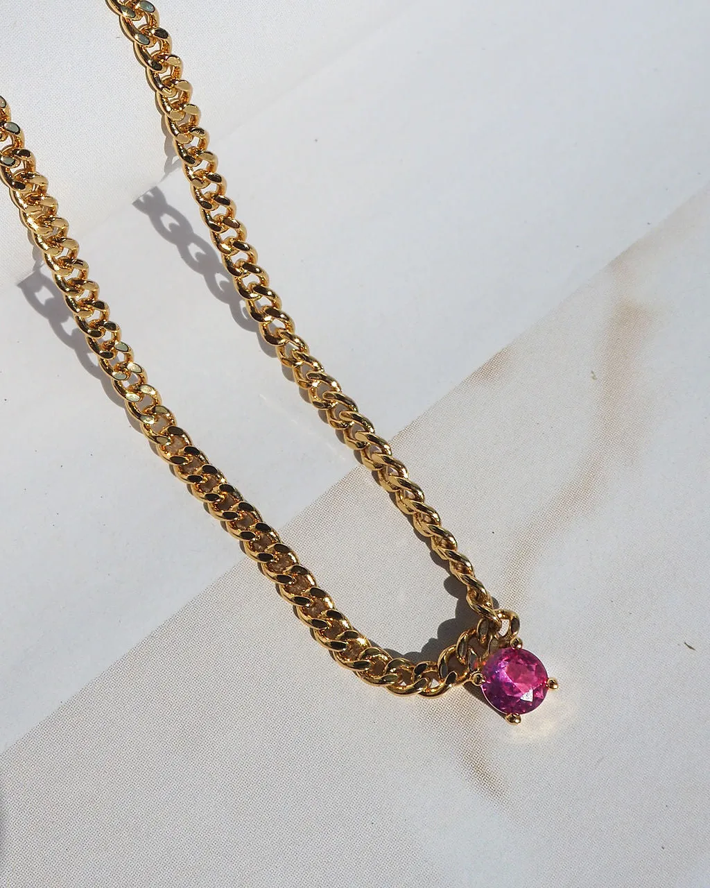 Bardot Stud Necklace- Pink- Gold