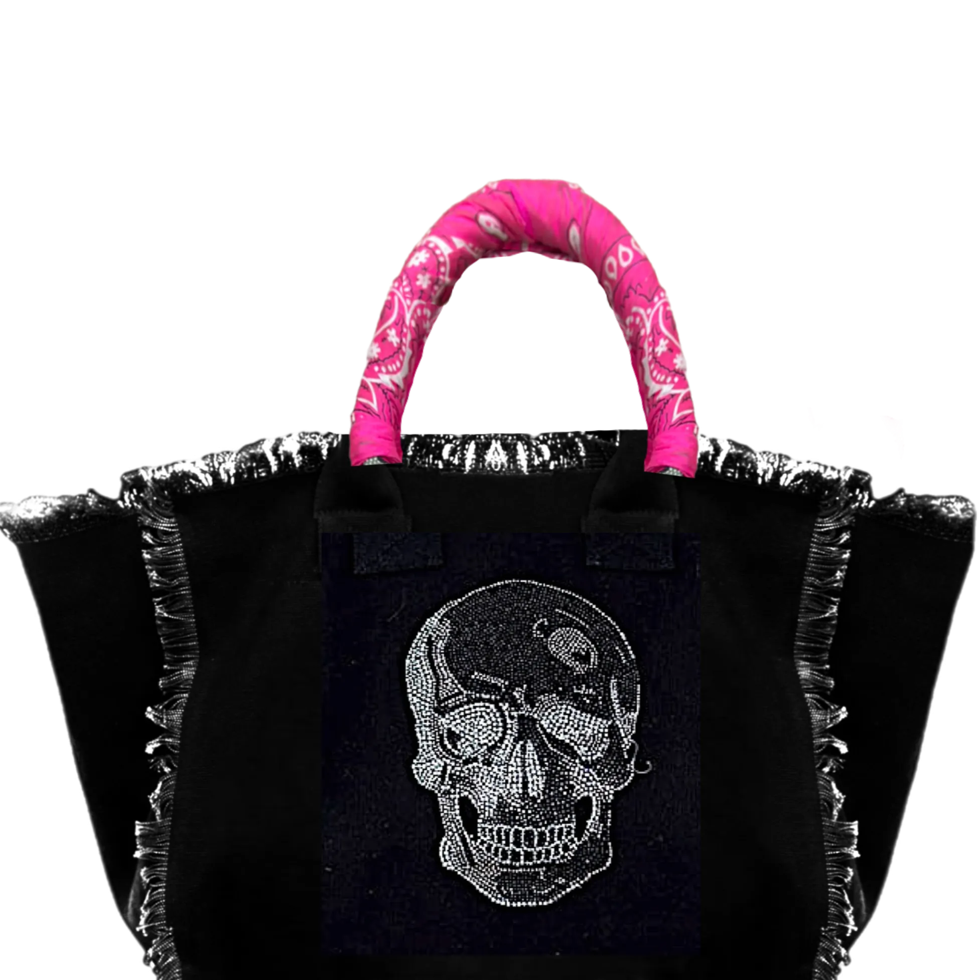 Black Skull Fringe Canvas Bag