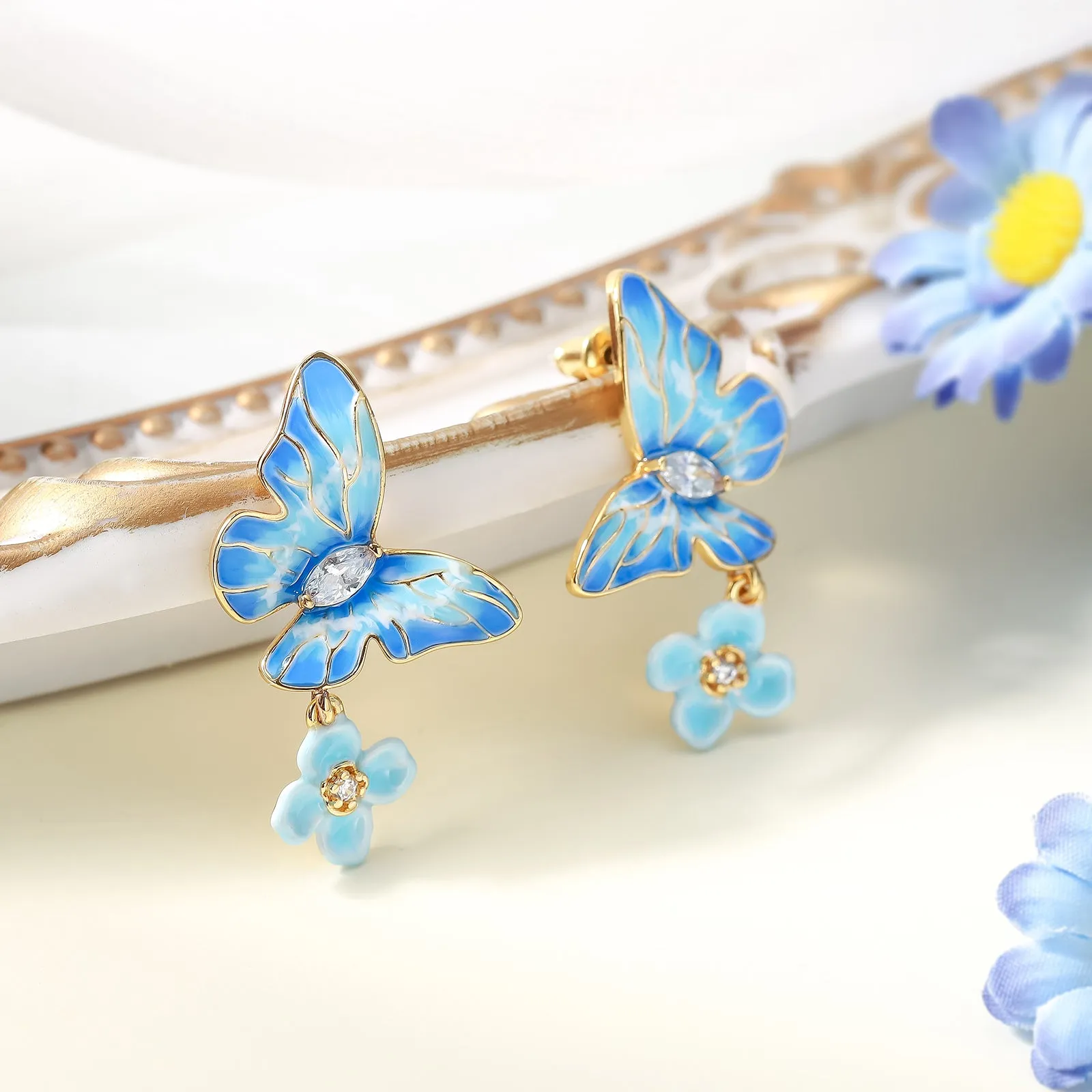 Blue Morpho Butterfly Earrings