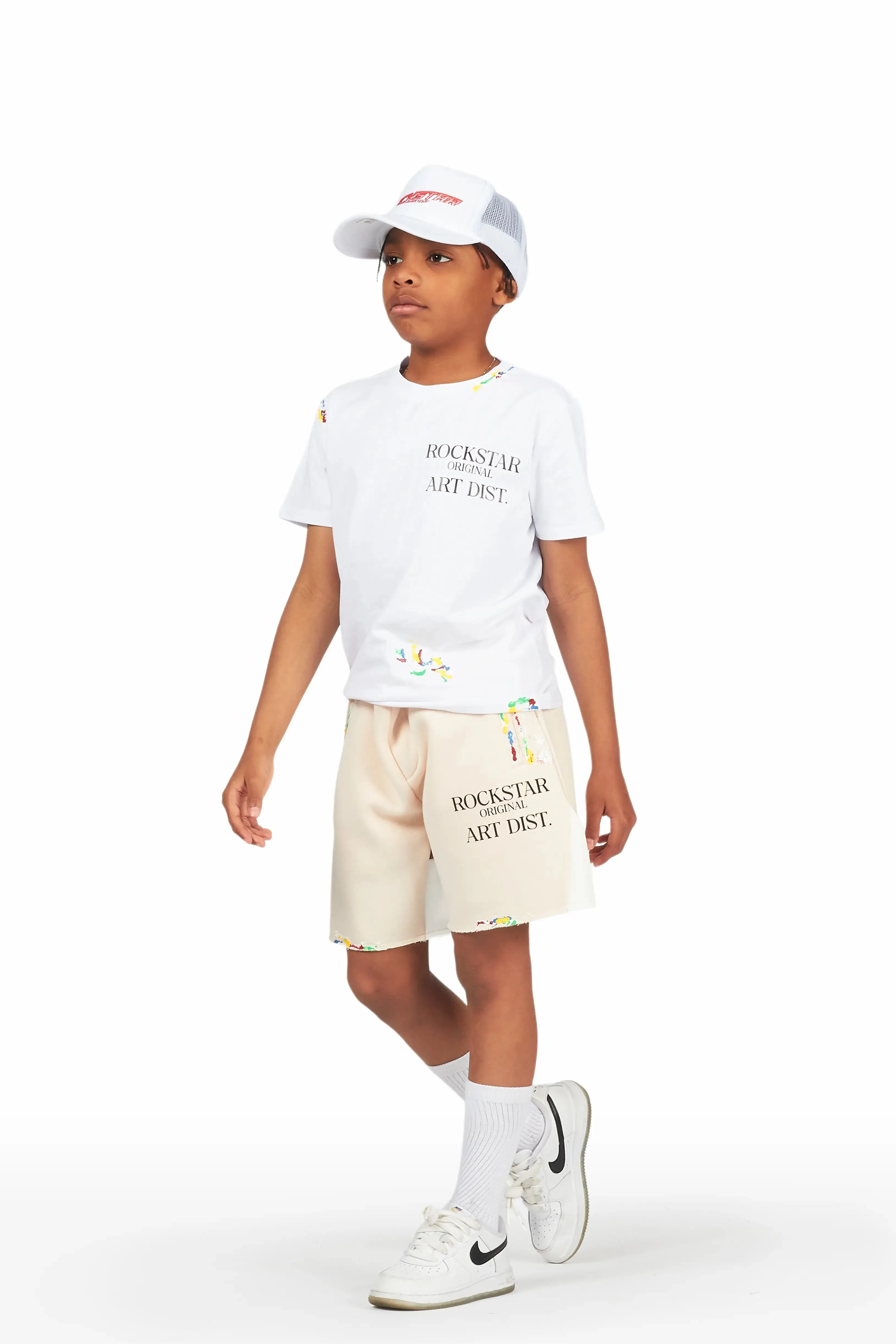 Boys Art Dist. White/Beige Short Set