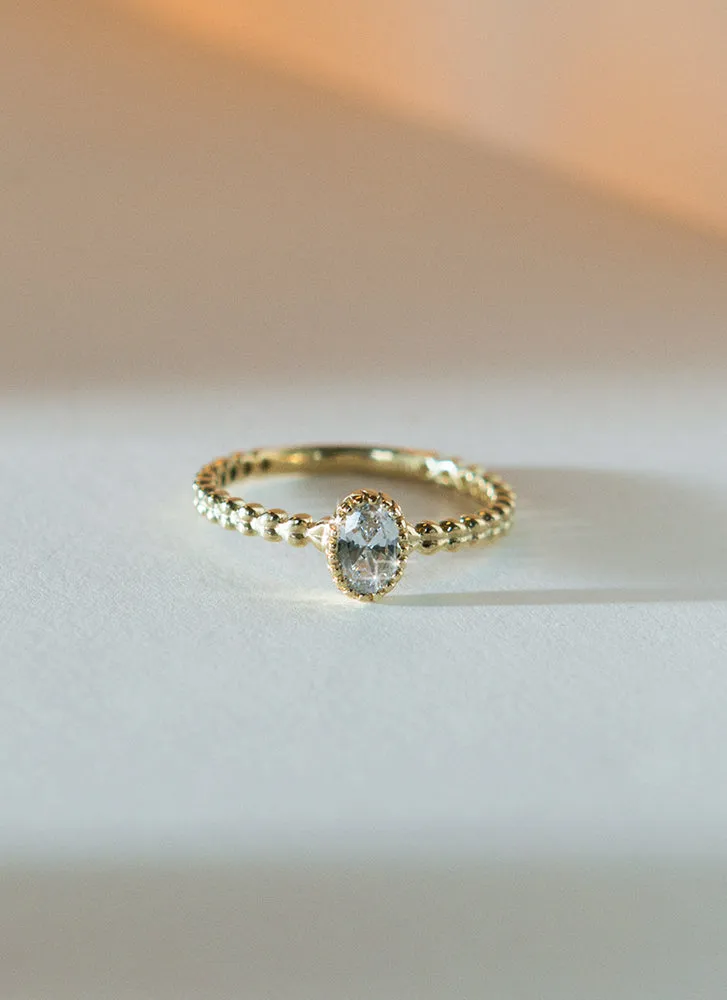 Caes moissanite april birthstone ring 14k gold