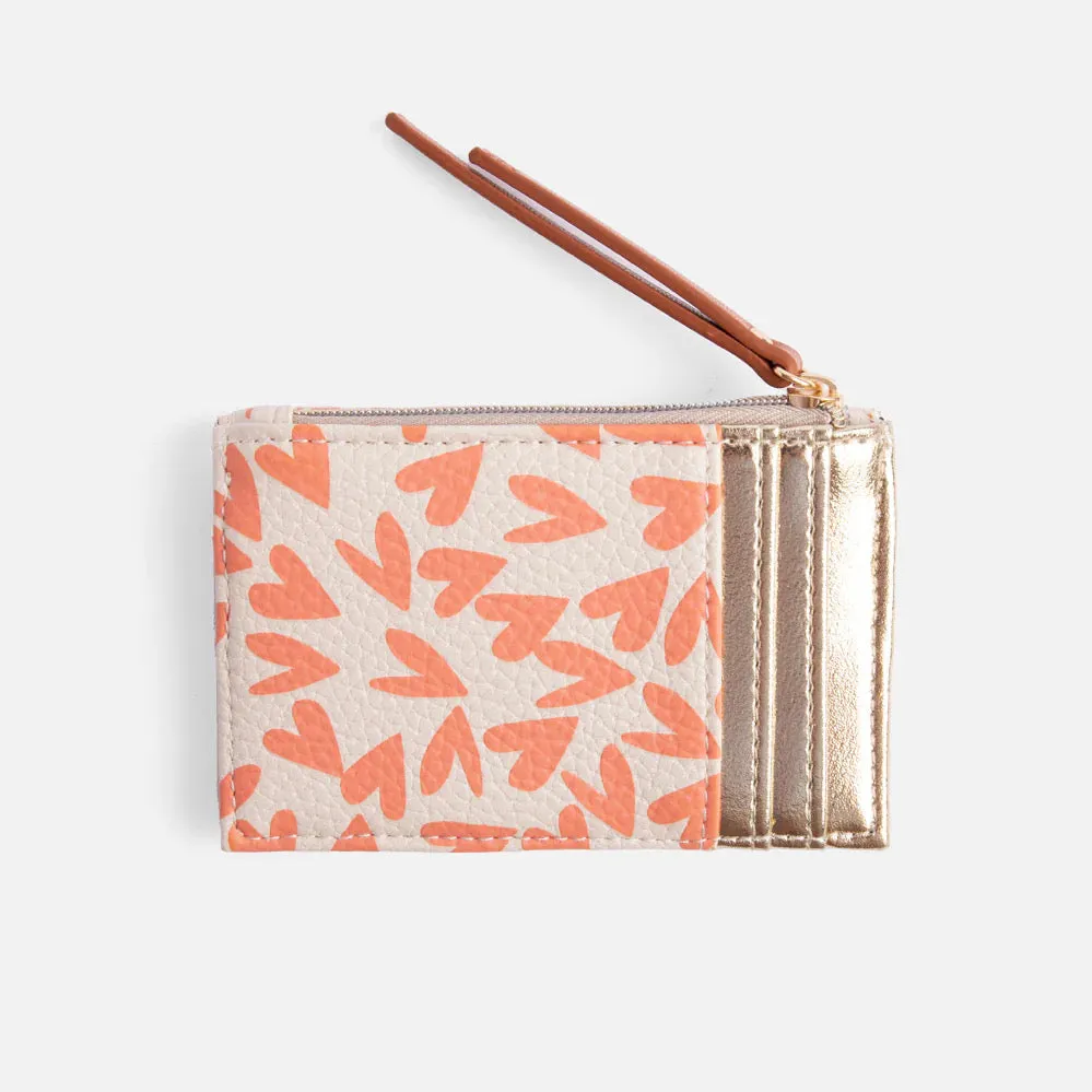 Caroline Gardner Coral Hearts Cardholder Coin Purse