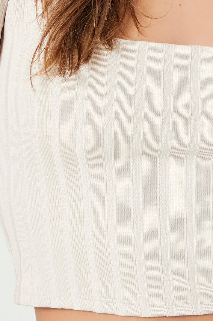 Cropped Rib-Knit Tee