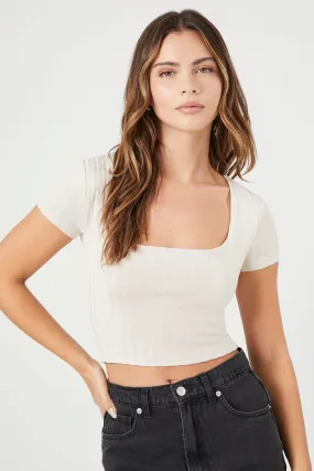 Cropped Rib-Knit Tee