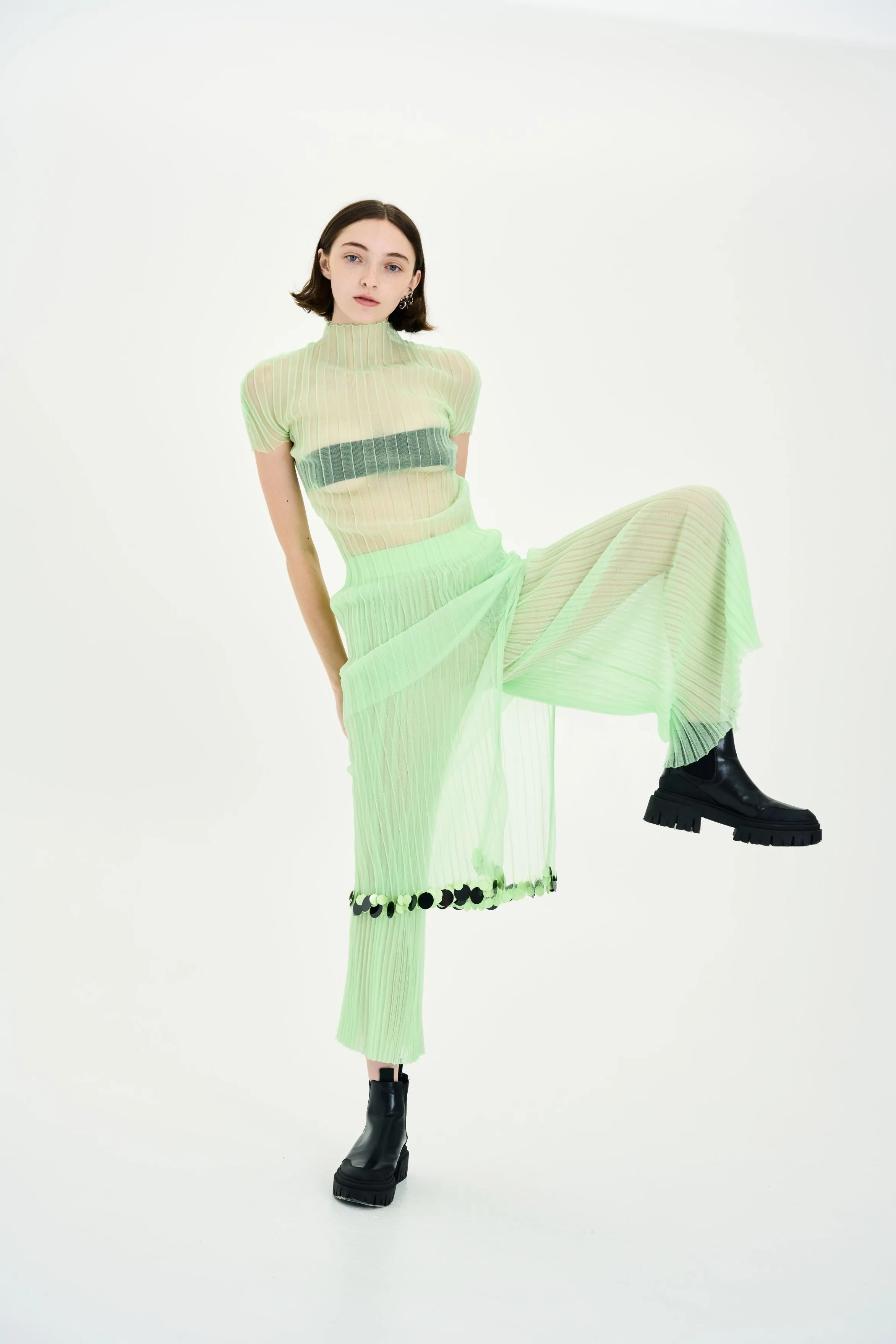 DAISY ORGANZA SHEER WIDE LEG PANTS