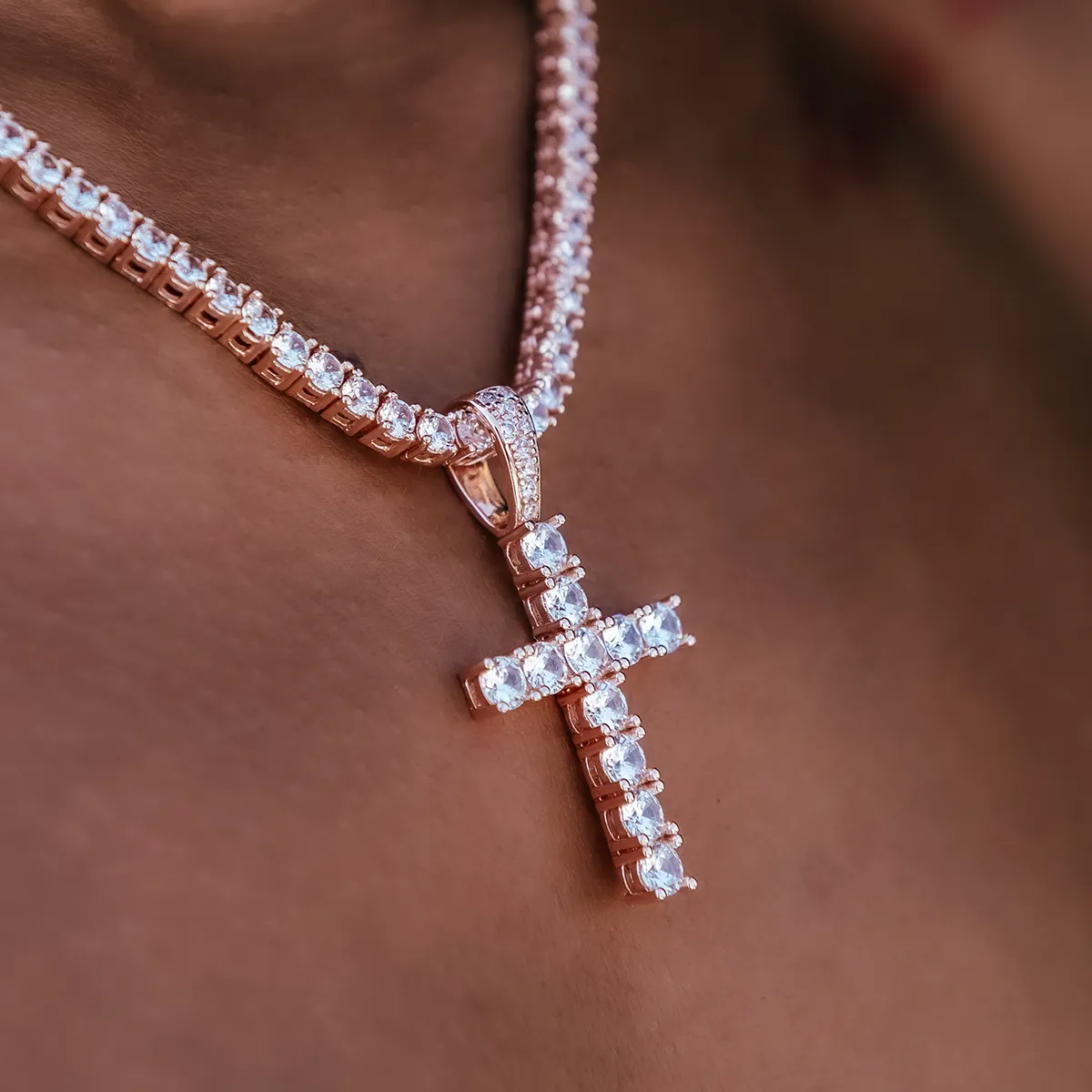 Diamond Cross in Rose Gold