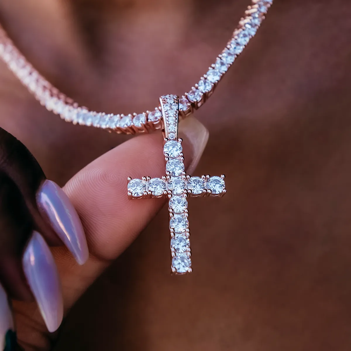 Diamond Cross in Rose Gold