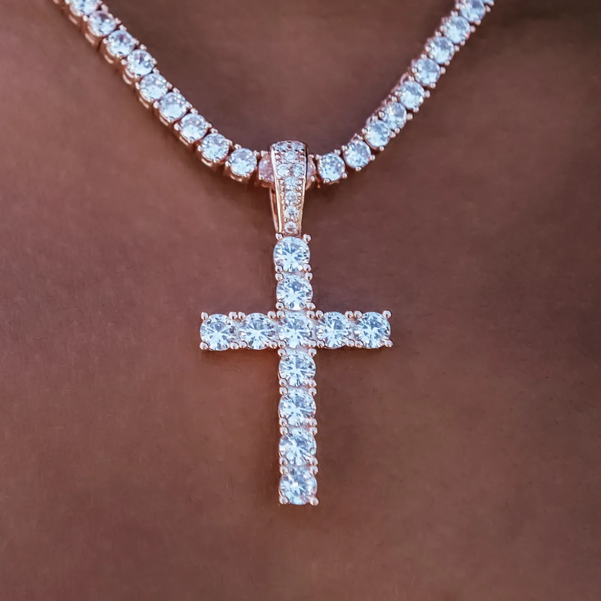 Diamond Cross in Rose Gold