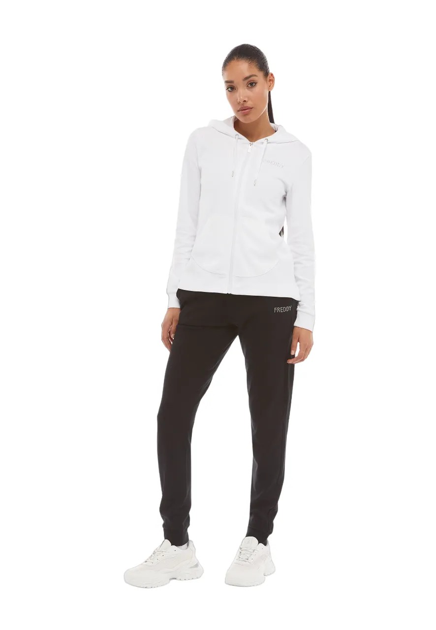 Freddy women's tracksuit with hood S4WTRK7 WN white black