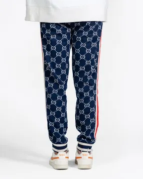 GUCCI JACQUARD PANTS NAVY BLUE