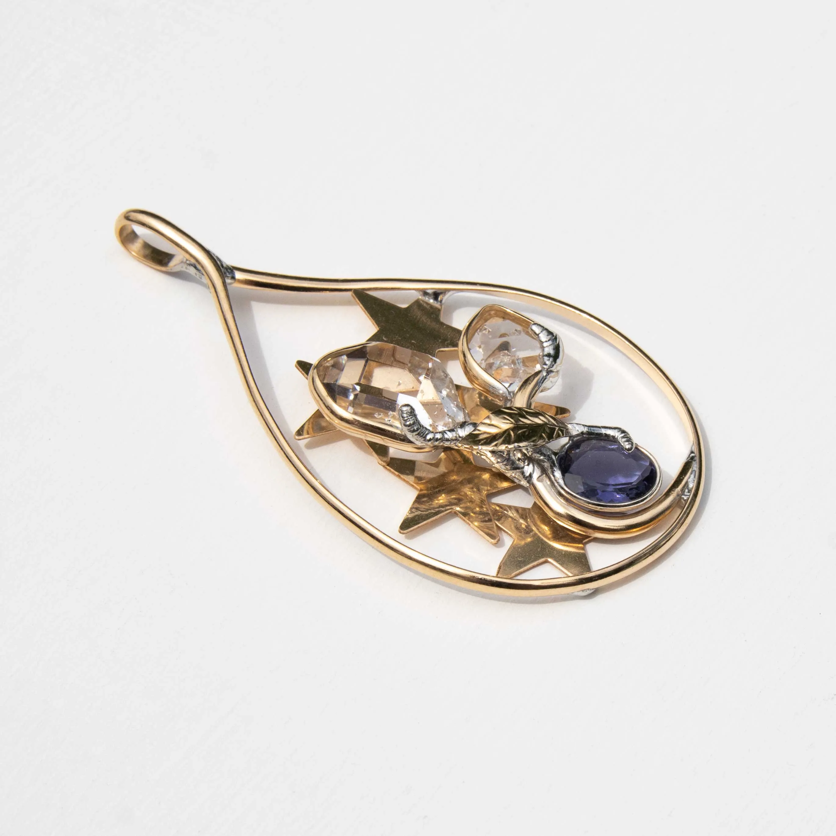 Herkimer Diamond & Iolite - Pendant