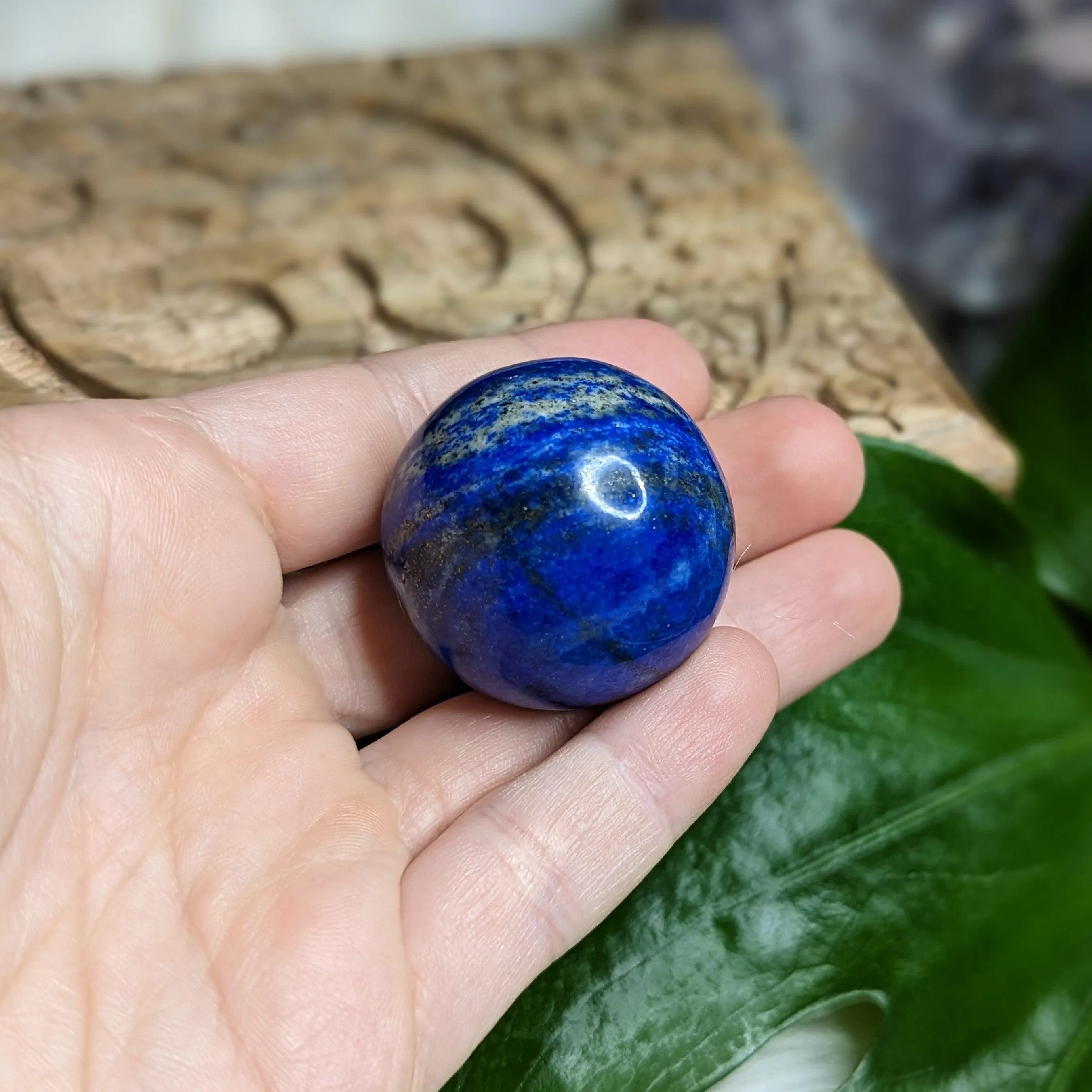 Incredible Blue Lapis Lazuli Sphere Carving #2 (from Pakistan) in Pyrite Matrix