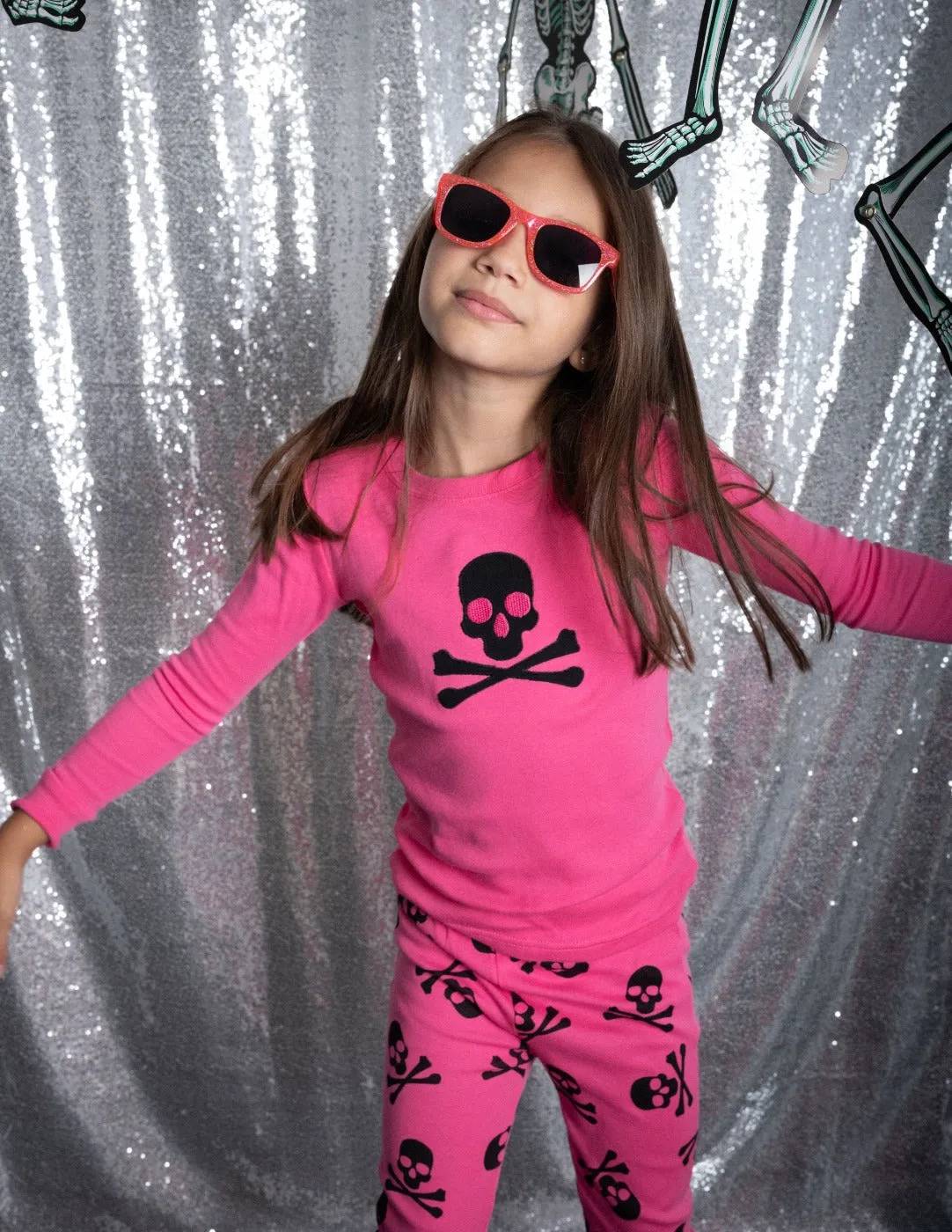 Kids Hot Pink Skull Pajamas