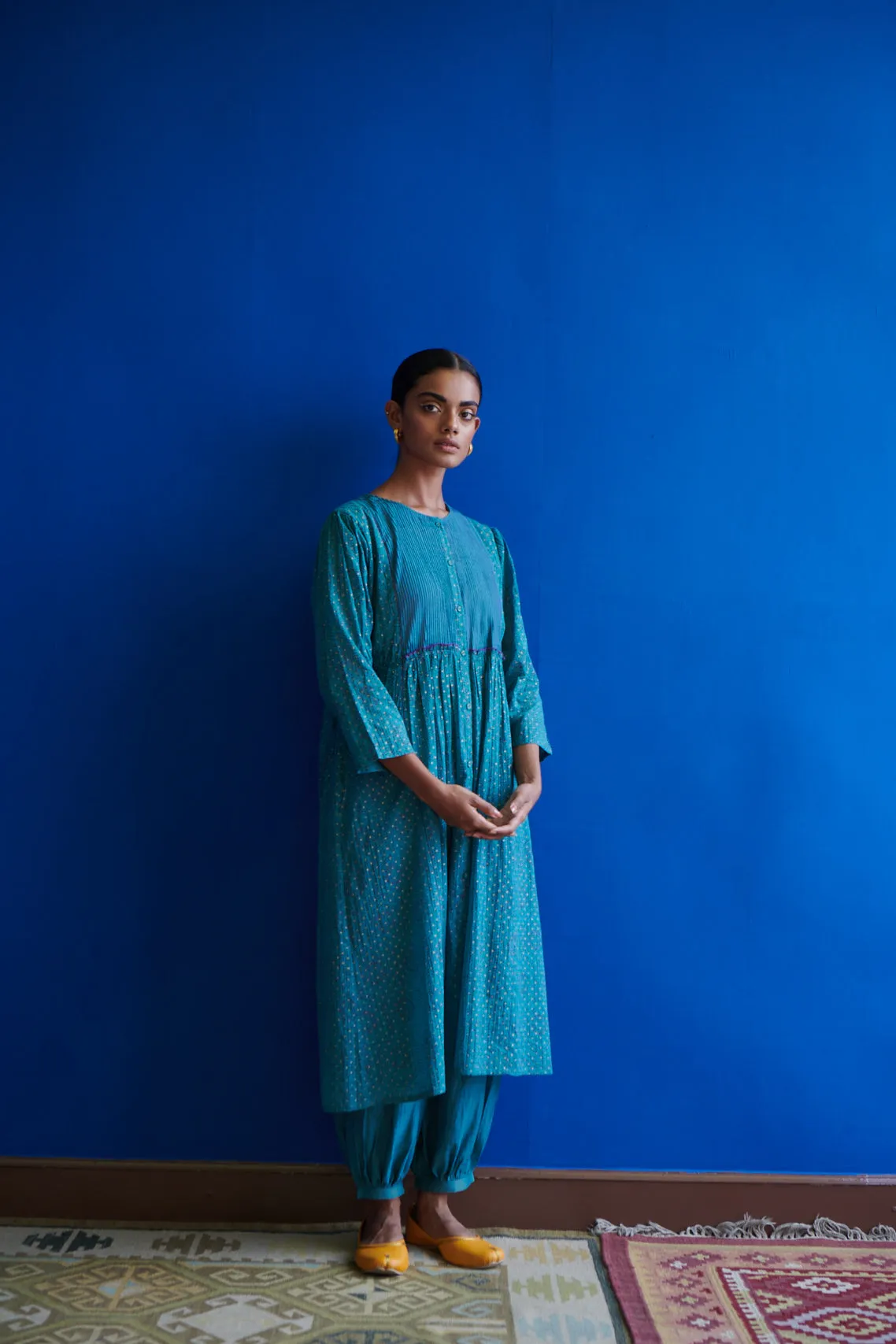 Magdalena Printed Pin-tuck Kurta & Pleated Shalwar