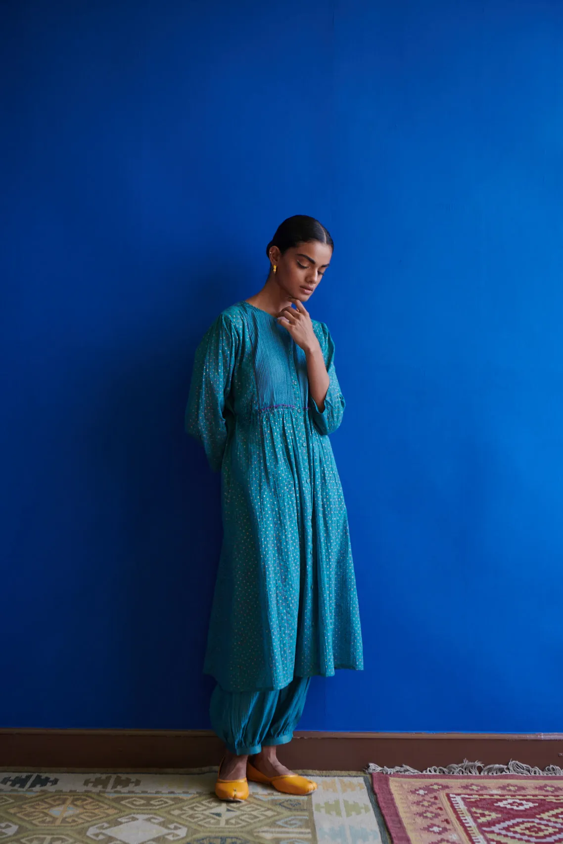 Magdalena Printed Pin-tuck Kurta & Pleated Shalwar