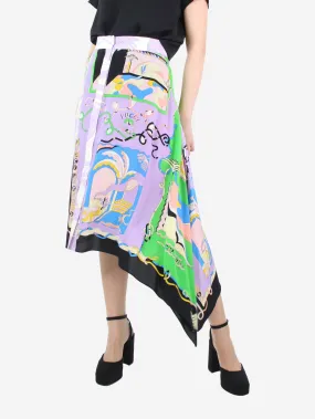 Multicoloured printed button-down skirt - size UK 10