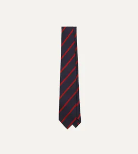 Navy and Red Stripe Repp Silk Tie