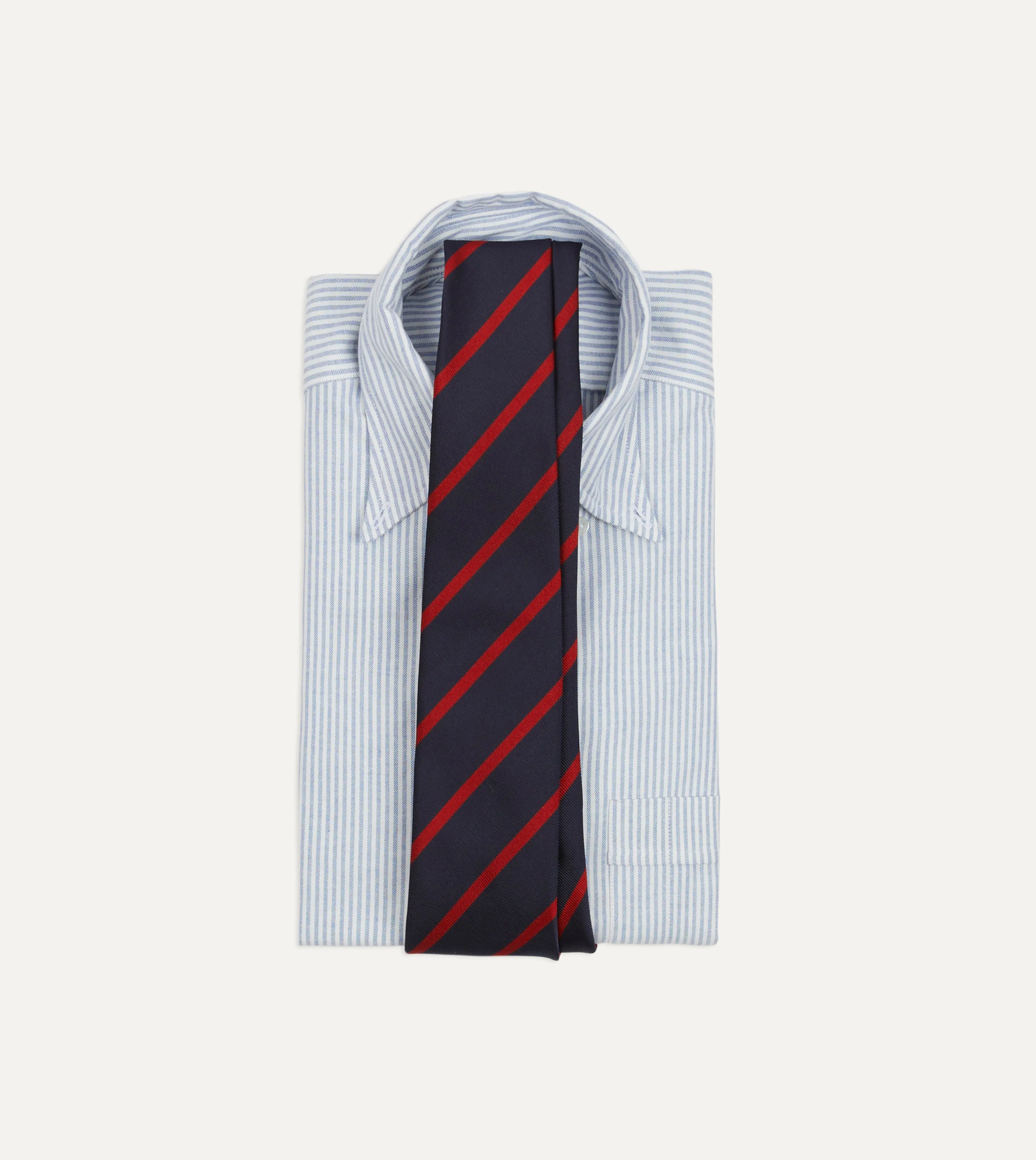 Navy and Red Stripe Repp Silk Tie