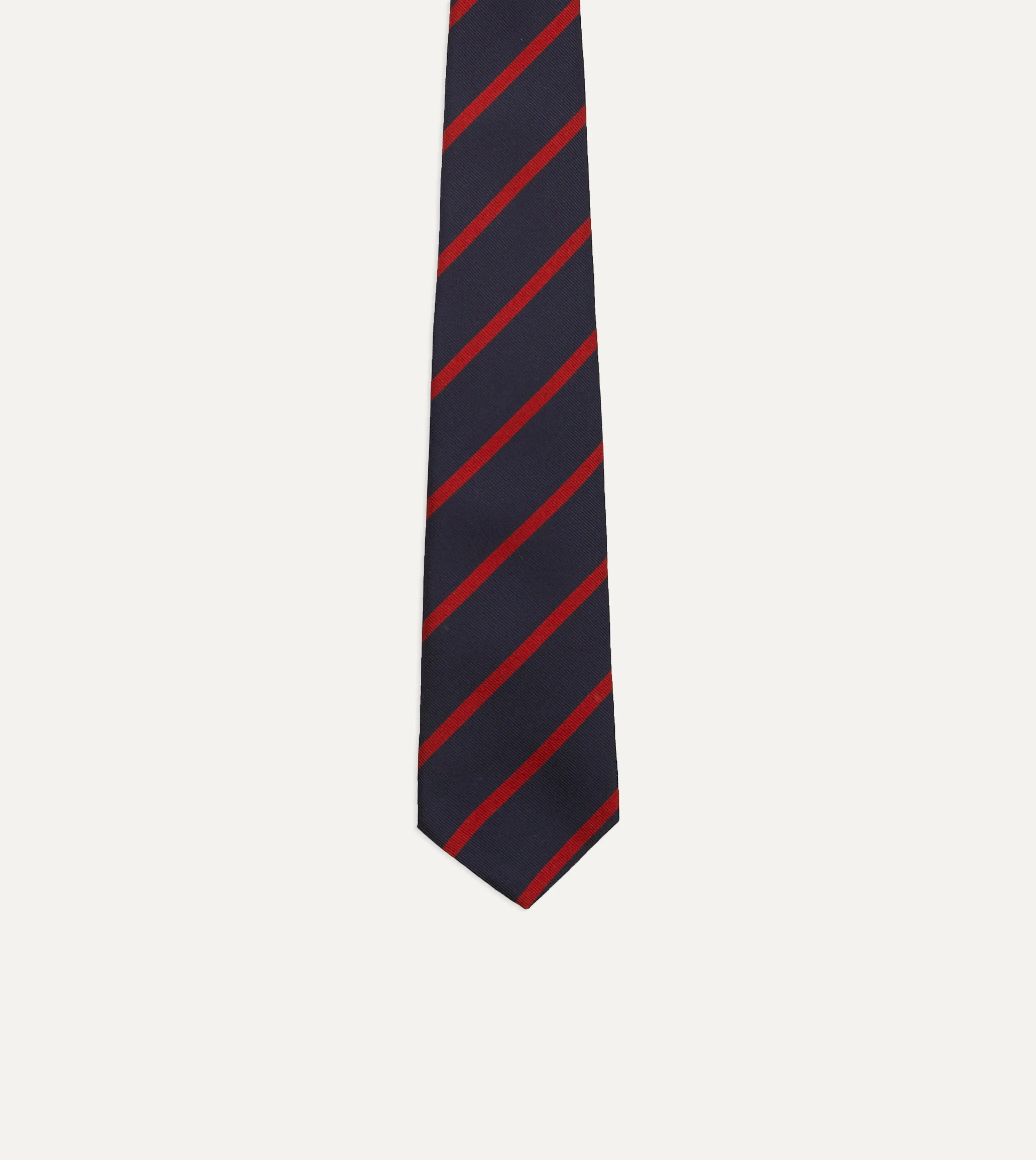 Navy and Red Stripe Repp Silk Tie