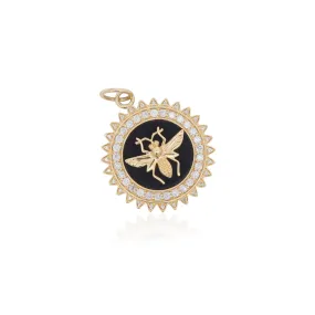 Onyx Diamond Medallion Bee Charm