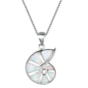 Opal Conch Pendants 925 Sterling Silver Box Chain Necklace