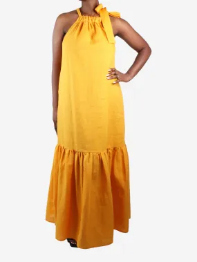 Orange halter neck sleeveless maxi dress - size M