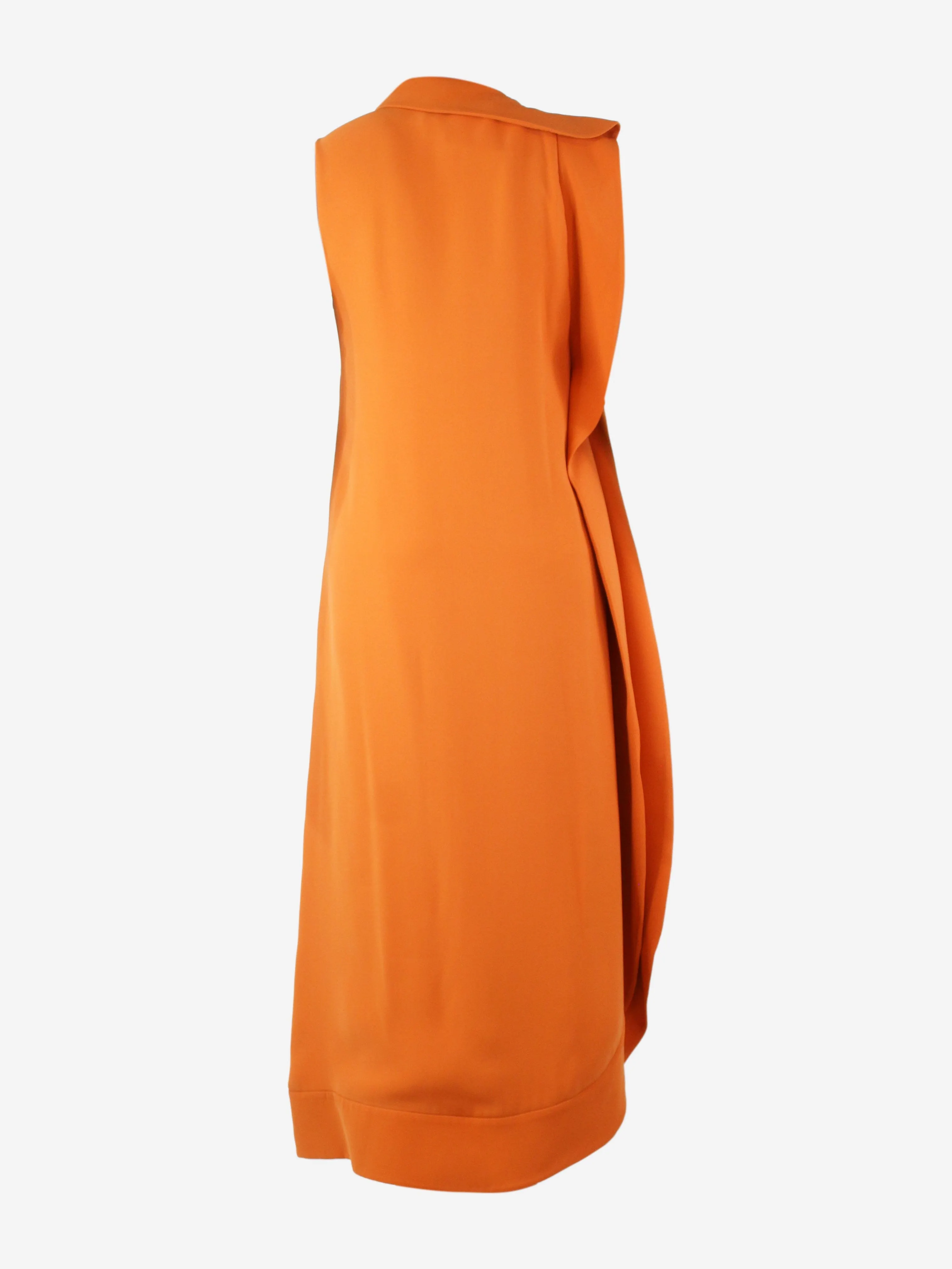 Orange sleeveless ruffle midi dress - size UK 6