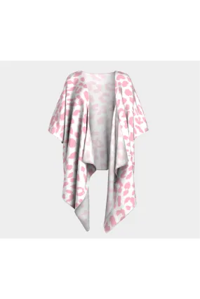 Pink Leopard Print Draped Kimono