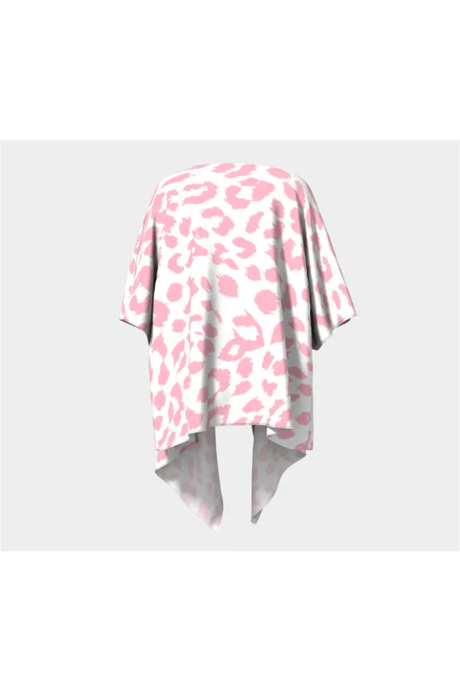 Pink Leopard Print Draped Kimono