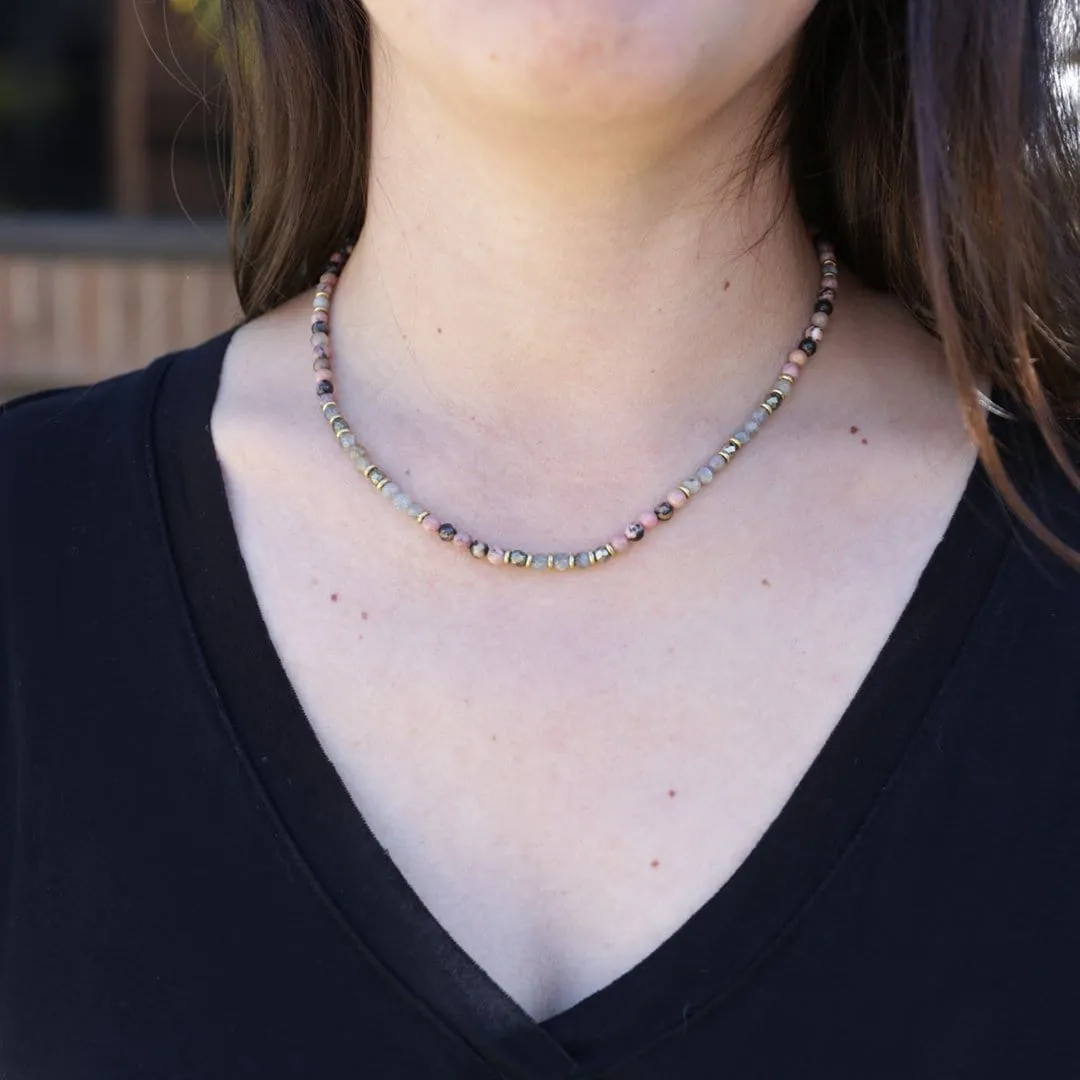 Rhodonite and Labradorite Delicate Necklace