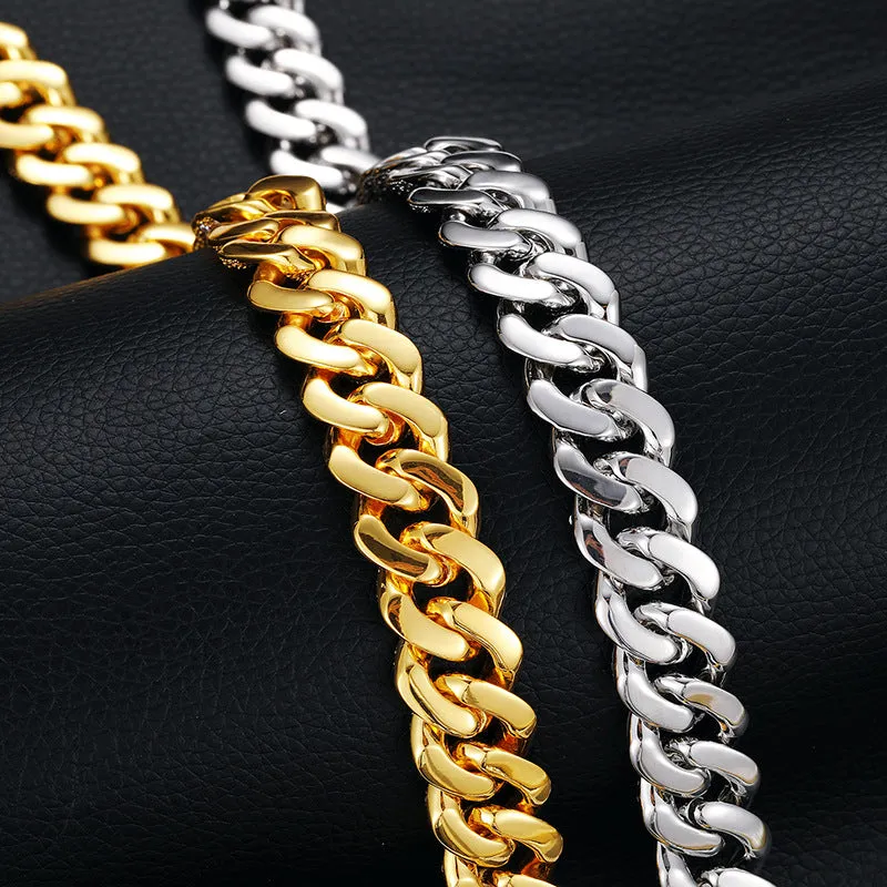 S925 Sterling Silver 15mm Iced Out Side-release Clasp Cuban Chain