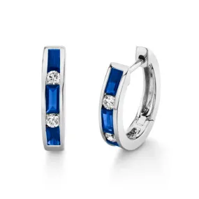 Sapphire and Diamond Huggie Earrings