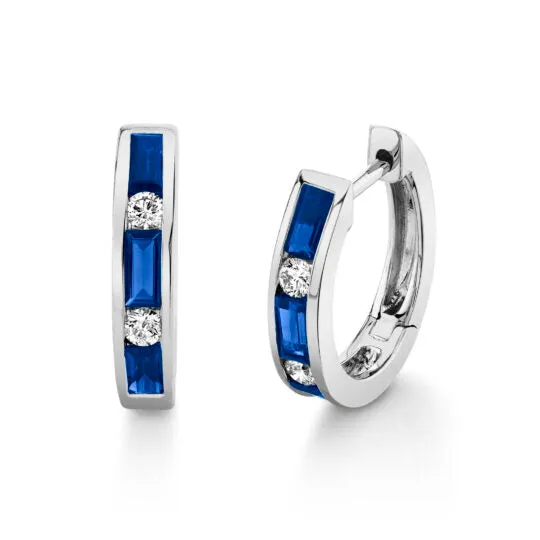 Sapphire and Diamond Huggie Earrings