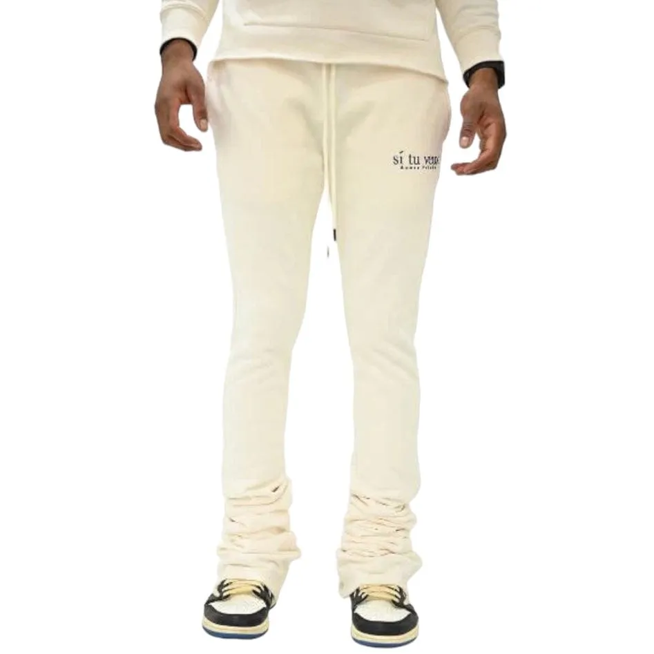 Si Tu Veux Veux Super Stacked Joggers (Ivory) TV0088