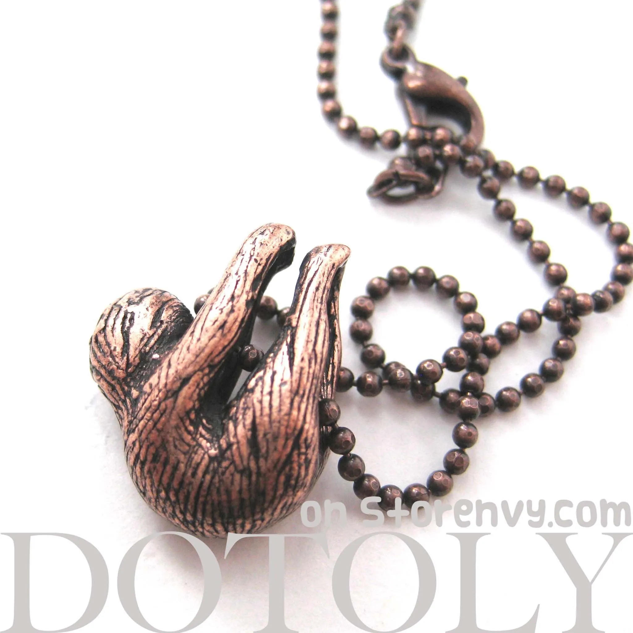 Sloth Baby Animal Pendant Necklace Realistic and Cute in Copper