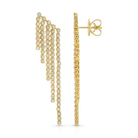 Straight Diamond 5-Drop Tennis Crown Earrings