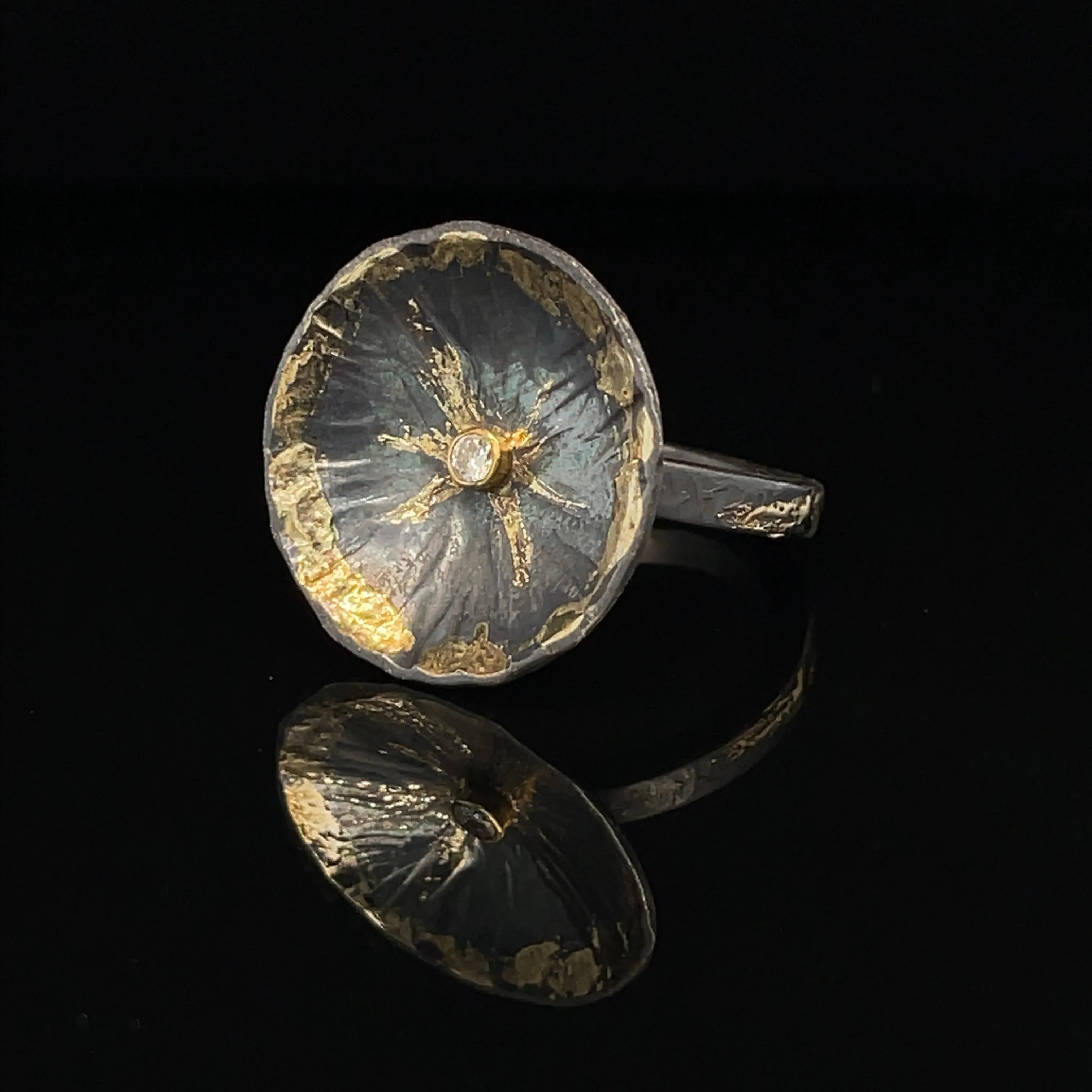 Sundial Ring with Diamond