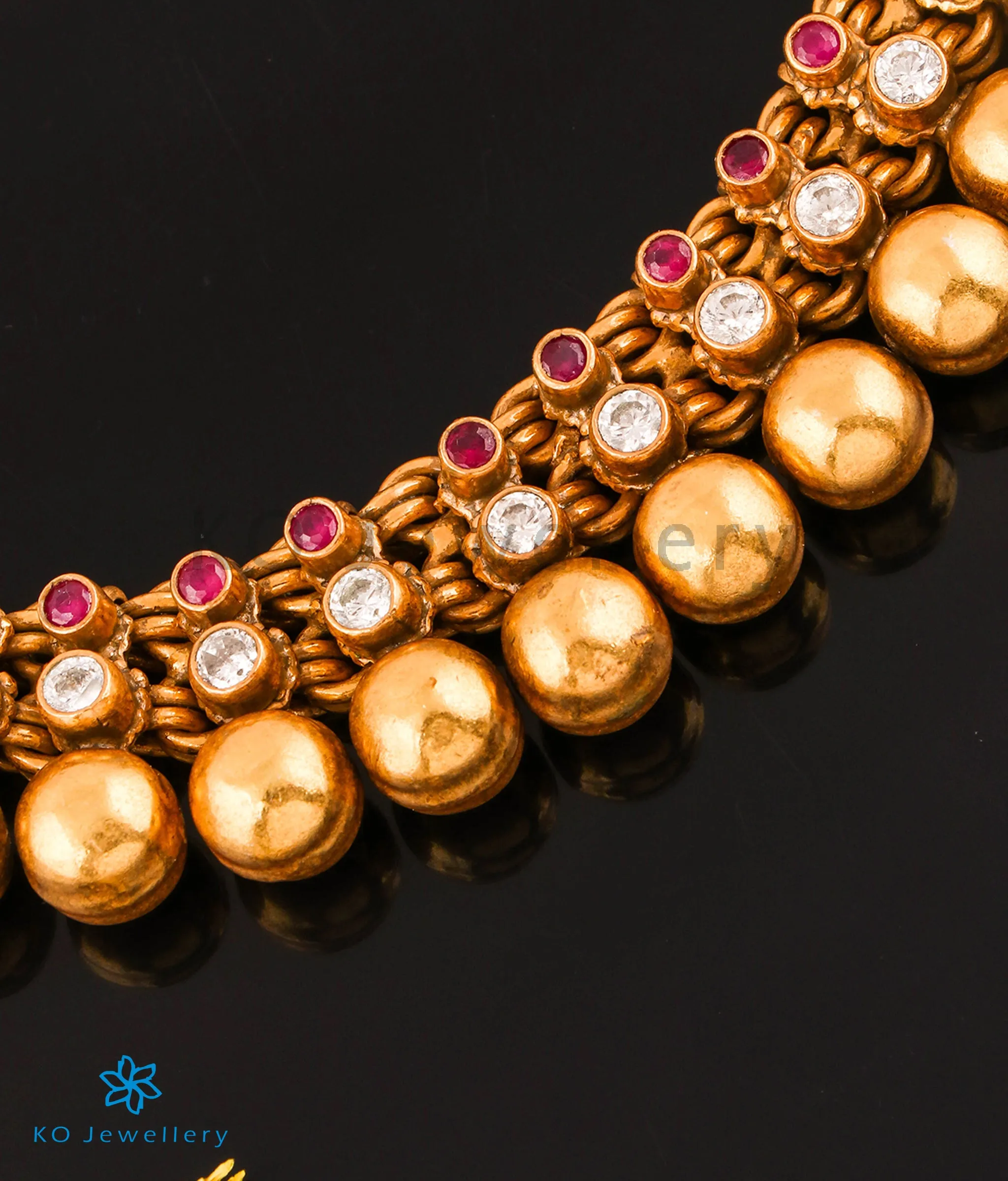 The Pratham Silver Antique Gemstone Necklace