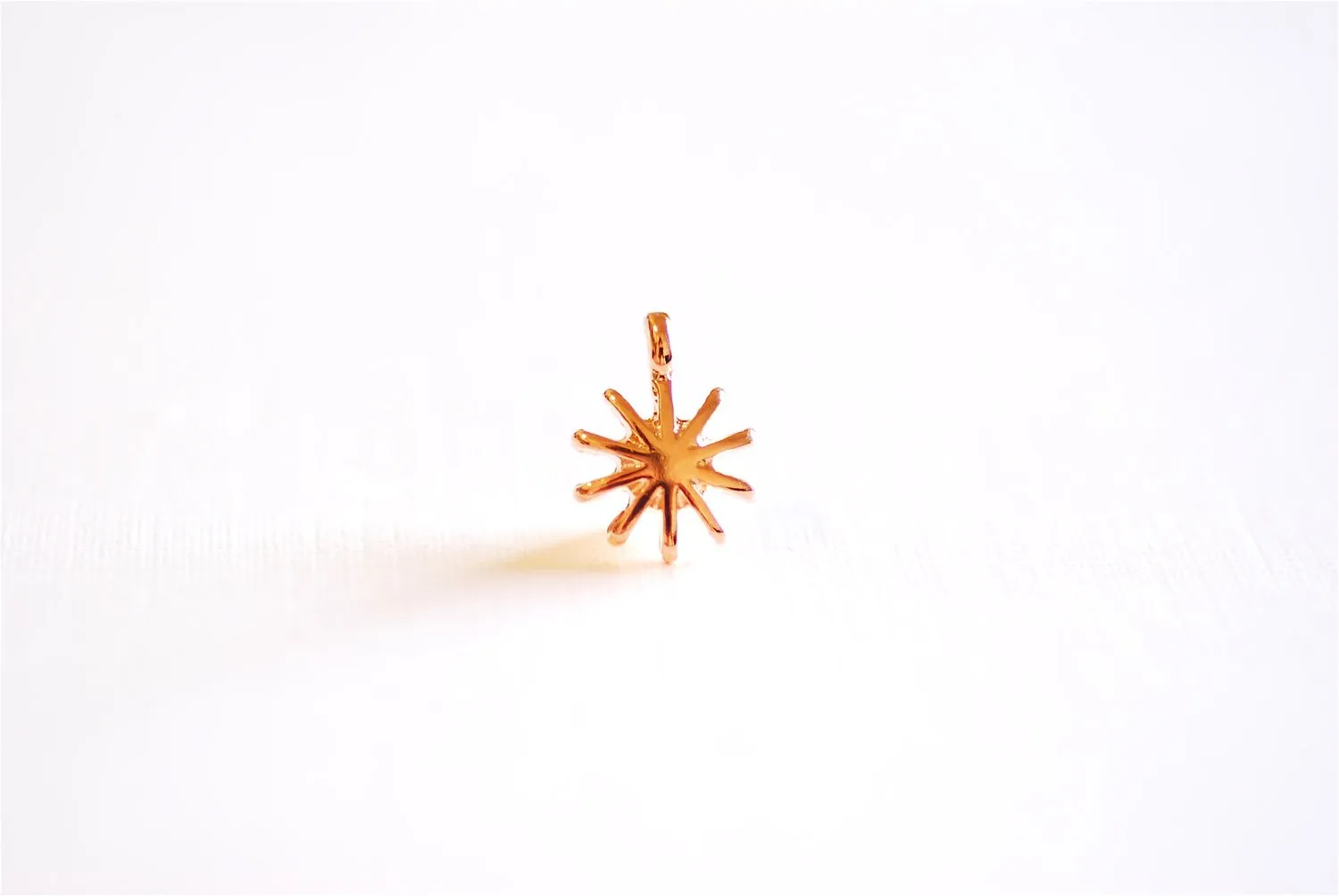 Vermeil Pink Wholesale Rose Gold Starburst Charm Pendant- 18k gold plated over Sterling Silver Sun with rays charm, Gold Sun Charm,Golden Star Sun