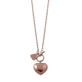 Von Treskow Rose Gold 80cm Ball Chain Puffed Heart Necklace